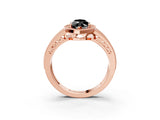 Rose gold Fancy Black Marquise Cut Halo Diamond Split Shank Ring with Prong Setting_3