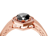 Rose gold Fancy Black Marquise Cut Halo Diamond Split Shank Ring with Prong Setting_4