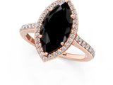 Rose gold Fancy Black Marquise Cut Halo Round Diamond Pavé Band with Four-Prong Setting_4