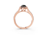 Rose gold Fancy Black Marquise Cut Halo Round Diamond Pavé Band with Four-Prong Setting_6