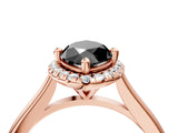 Rose gold Fancy Black Marquise Cut Halo Round Diamond Solitaire Engagement Ring with Pave Band and Four-Prong Setting_16
