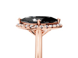 Rose gold Fancy Black Marquise Cut Halo Round Diamond Solitaire Engagement Ring with Pave Band and Four-Prong Setting_17
