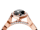 Rose gold Fancy Black Marquise Cut Halo Twist Band with Four-Prong Setting_16