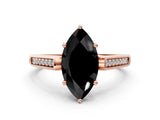 Rose gold Fancy Black Marquise Cut Solitaire Cathedral Diamond Engagement Ring with Channel-Set Band and Four-Prong Setting_3