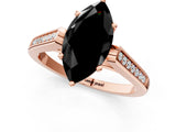 Rose gold Fancy Black Marquise Cut Solitaire Cathedral Diamond Engagement Ring with Channel-Set Band and Four-Prong Setting_4