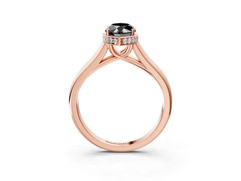 Rose gold Fancy Black Marquise Cut Solitaire Diamond Engagement Ring with Four-Prong Setting and Tapered Band_3