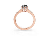 Rose gold Fancy Black Marquise Cut Solitaire Diamond Engagement Ring with Pavé Band and Six-Prong Setting_15
