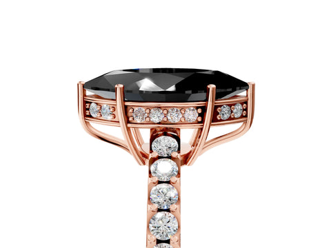 Rose gold Fancy Black Marquise Cut Solitaire Diamond Engagement Ring with Pavé Band and Six-Prong Setting_17