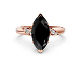 Rose gold Fancy Black Marquise Cut Solitaire Diamond Engagement Ring with Twisted Pave Band and Four-Prong Setting_3