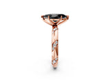 Rose gold Fancy Black Marquise Cut Solitaire Diamond Engagement Ring with Twisted Pave Band and Four-Prong Setting_5
