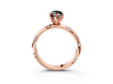 Rose gold Fancy Black Marquise Cut Solitaire Diamond Engagement Ring with Twisted Pave Band and Four-Prong Setting_6