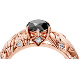 Rose gold Fancy Black Marquise Cut Solitaire Diamond Leaf-Inspired Vine Band Ring with Prong Setting_4