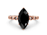 Rose gold Fancy Black Marquise Cut Solitaire Diamond Ring with Infinity Twist Band and Four-Prong Setting_24