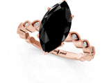 Rose gold Fancy Black Marquise Cut Solitaire Diamond Ring with Infinity Twist Band and Four-Prong Setting_25