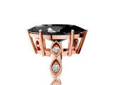 Rose gold Fancy Black Marquise Cut Solitaire Diamond Ring with Infinity Twist Band and Four-Prong Setting_29