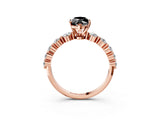 Rose gold Fancy Black Marquise Cut Solitaire Diamond Ring with Pave Band and Four-Prong Setting_3