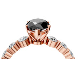 Rose gold Fancy Black Marquise Cut Solitaire Diamond Ring with Pave Band and Four-Prong Setting_4
