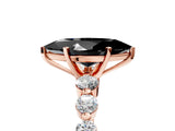 Rose gold Fancy Black Marquise Cut Solitaire Diamond Ring with Pave Band and Four-Prong Setting_5