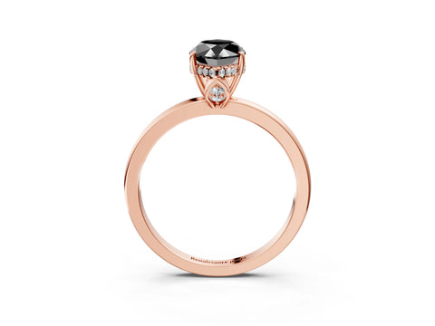 Rose gold Fancy Black Marquise Cut Solitaire Diamond Ring with Prong Setting and Plain Band_3
