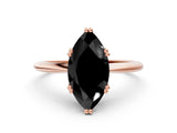 Rose gold Fancy Black Marquise Cut Solitaire Diamond Ring with Six-Prong Setting and Classic Band_12
