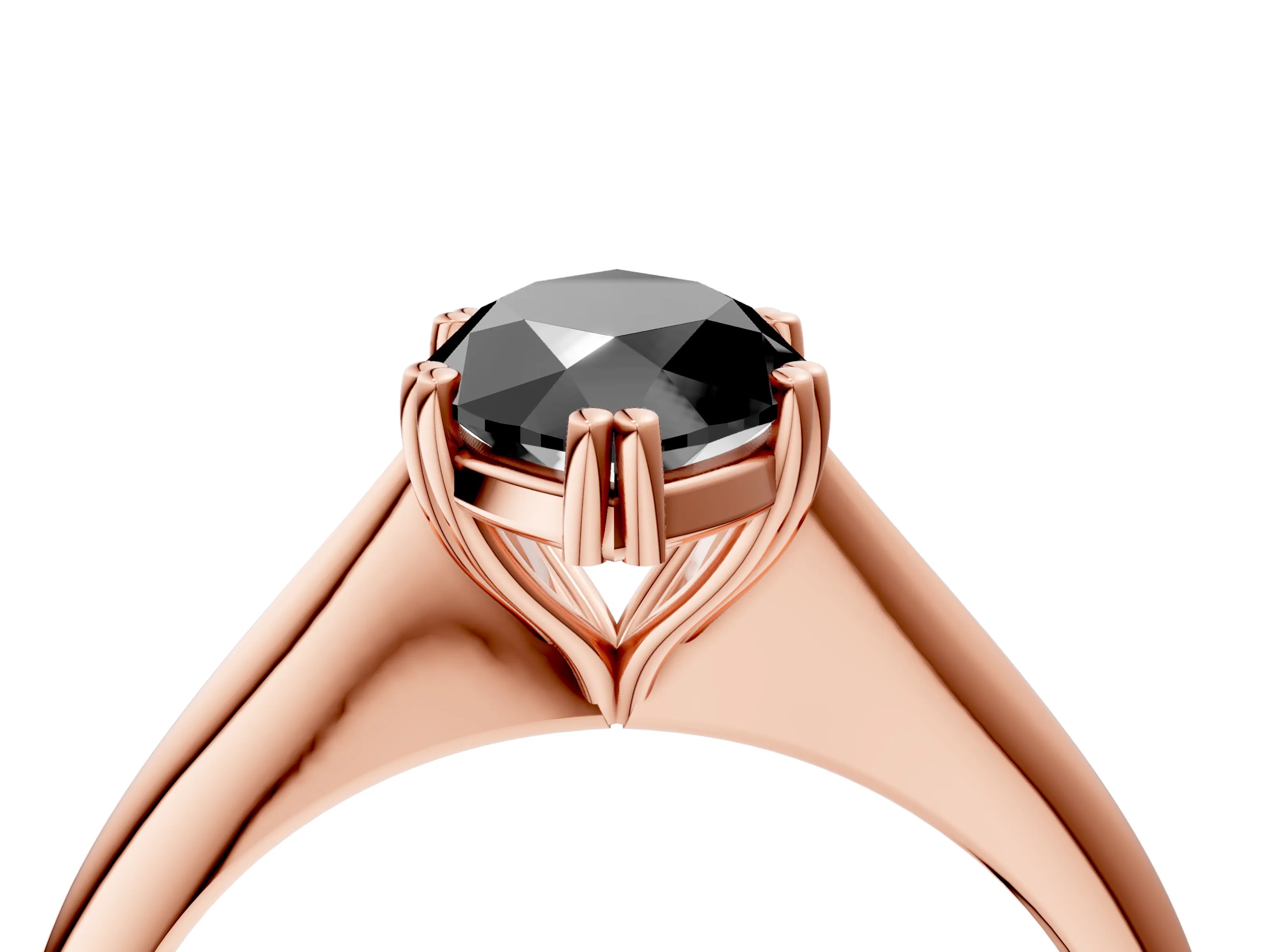 Rose gold Fancy Black Marquise Cut Solitaire Diamond Ring with Six-Prong Setting and Classic Band_4