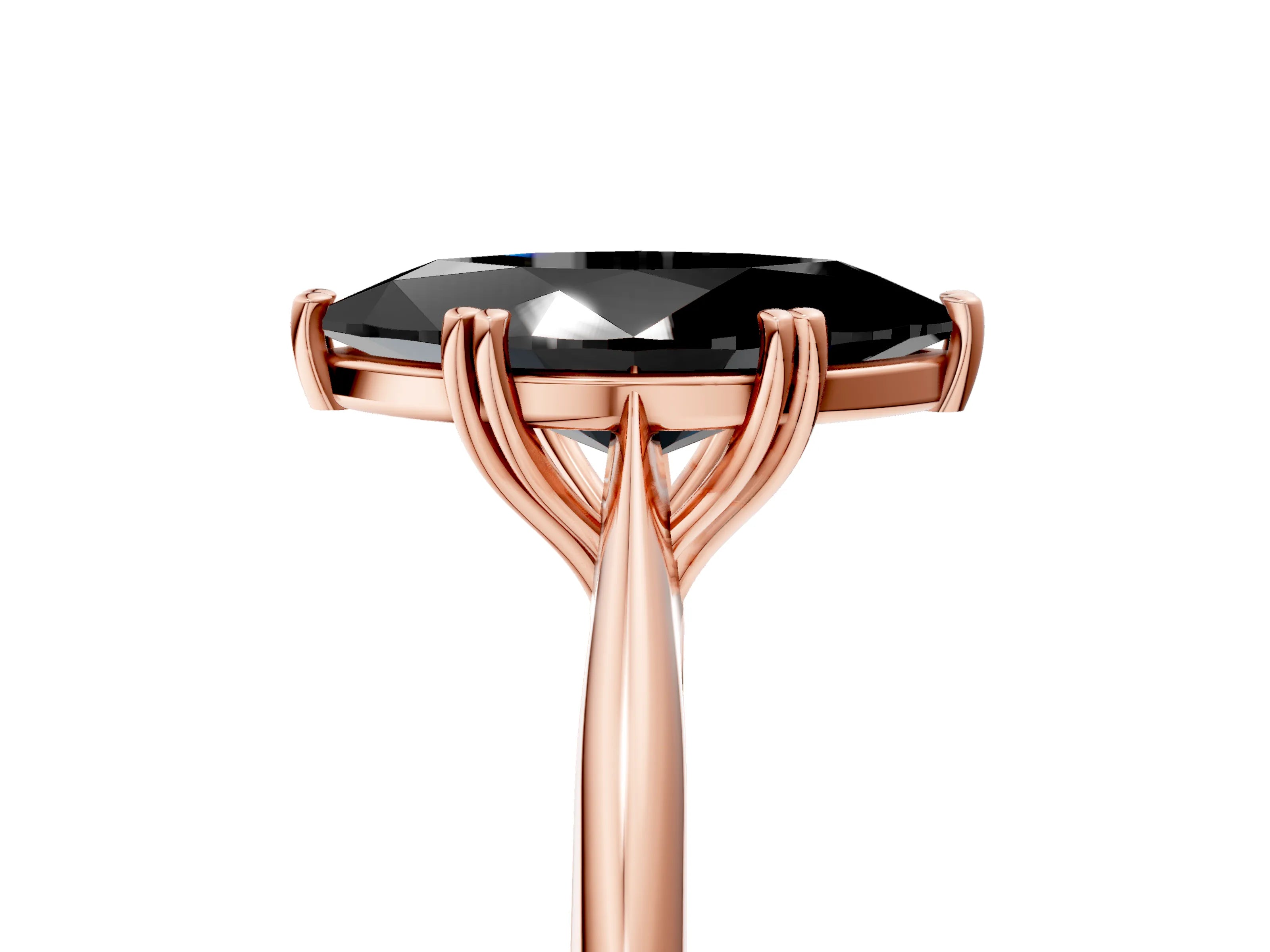 Rose gold Fancy Black Marquise Cut Solitaire Diamond Ring with Six-Prong Setting and Classic Band_5