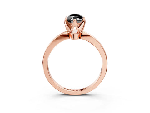 Rose gold Fancy Black Marquise Cut Solitaire Engagement Ring with Six-Prong Setting and Tapered Band_3