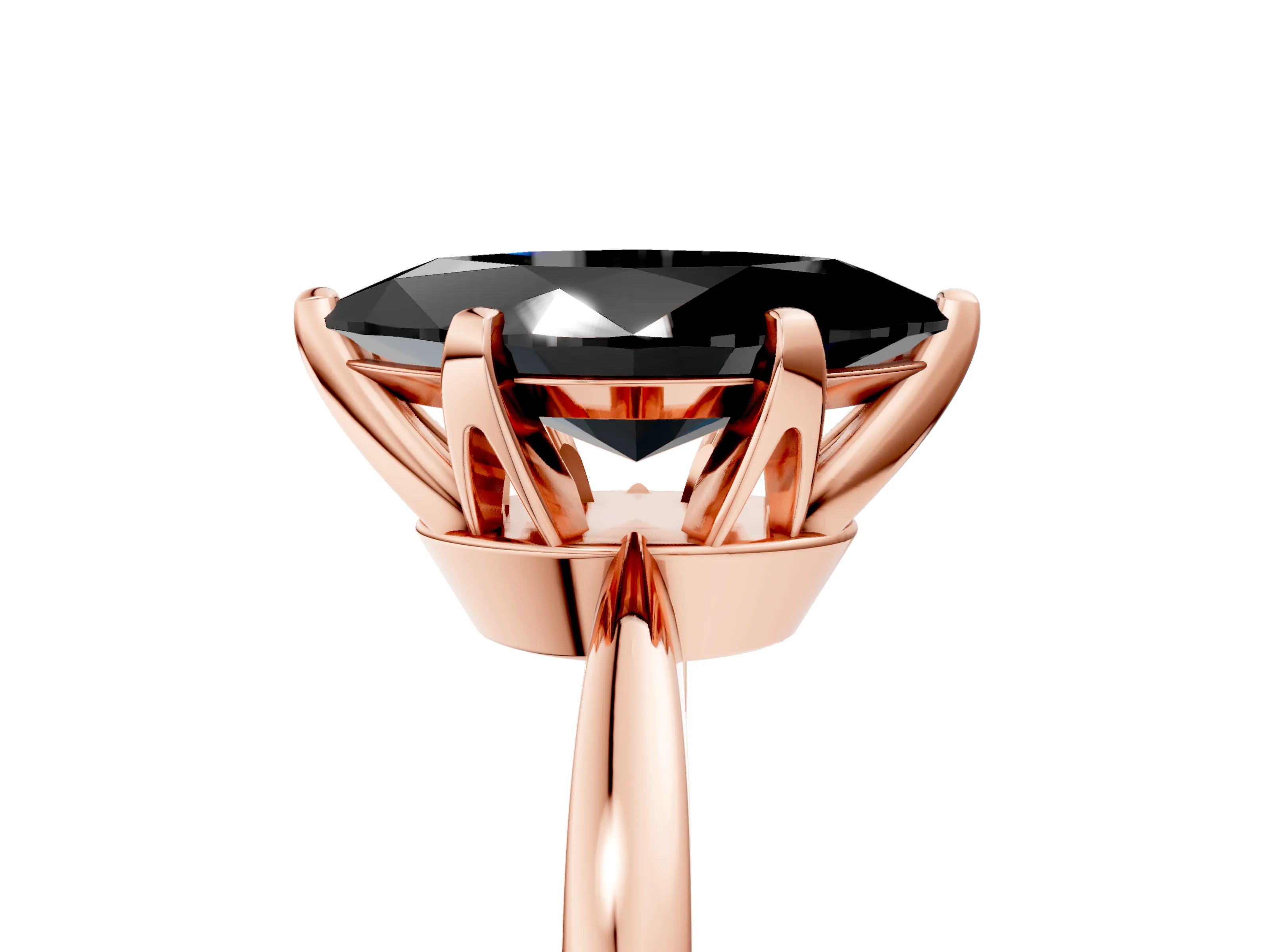 Rose gold Fancy Black Marquise Cut Solitaire Engagement Ring with Six-Prong Setting and Tapered Band_5