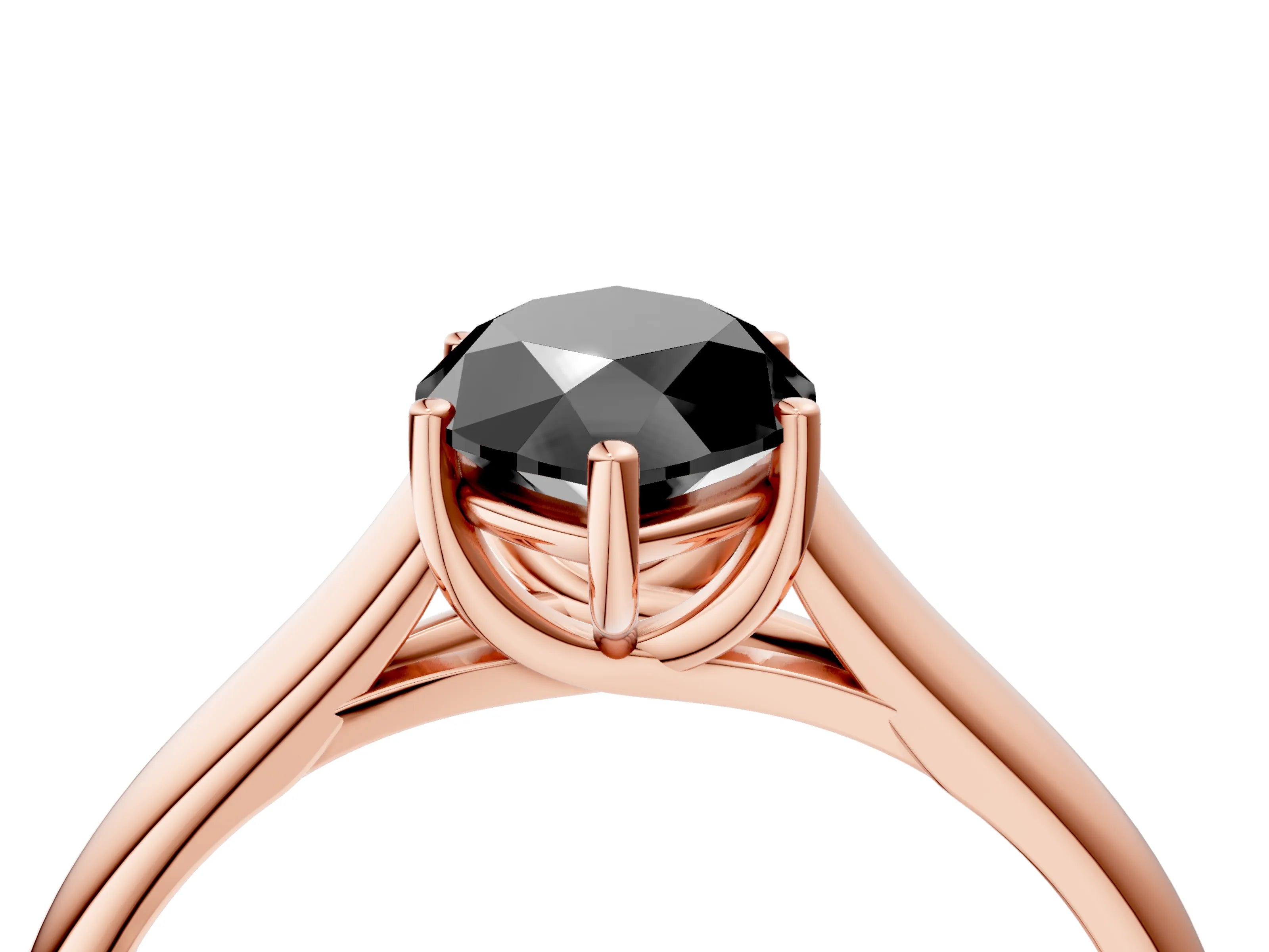 Rose gold Fancy Black Marquise Cut Solitaire Engagement Ring with Tapered Band and Four-Prong Setting_7