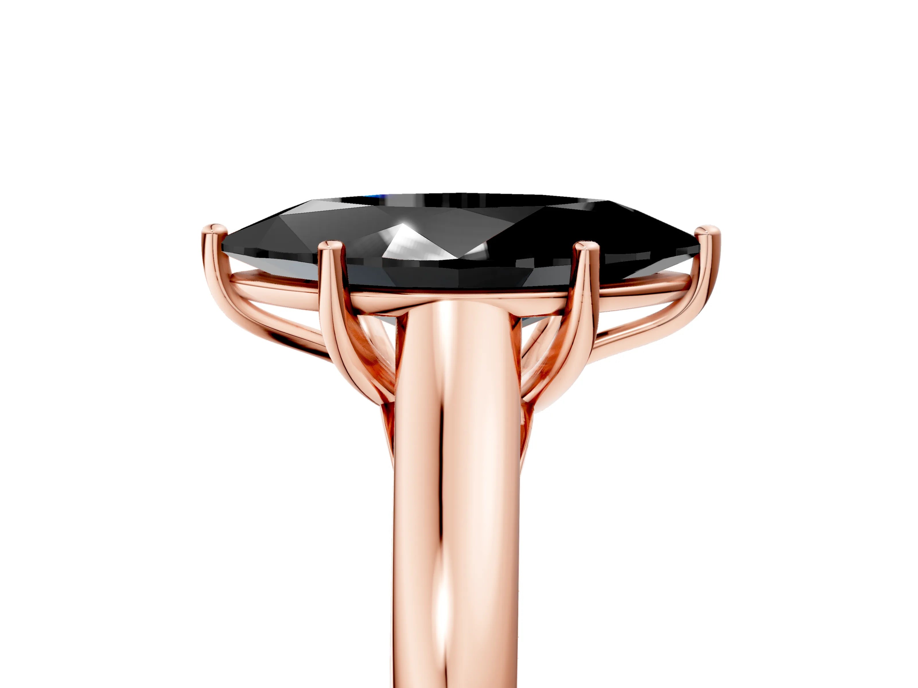 Rose gold Fancy Black Marquise Cut Solitaire Engagement Ring with Tapered Band and Four-Prong Setting_8