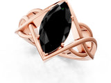Rose gold Fancy Black Marquise Cut Solitaire Intertwined Band Prong Setting Ring_1