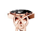 Rose gold Fancy Black Marquise Cut Solitaire Intertwined Band Prong Setting Ring_5