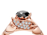 Rose gold Fancy Black Marquise Cut Solitaire Leaf-Inspired Engagement Ring with Prong Setting_16