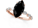 Rose gold Fancy Black Marquise Cut Solitaire Marquise Side Stone Prong Setting Ring_1