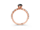 Rose gold Fancy Black Marquise Cut Solitaire Marquise Side Stone Prong Setting Ring_3