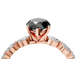 Rose gold Fancy Black Marquise Cut Solitaire Marquise Side Stone Prong Setting Ring_4