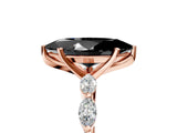 Rose gold Fancy Black Marquise Cut Solitaire Marquise Side Stone Prong Setting Ring_5