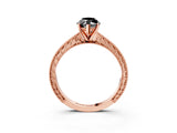 Rose gold Fancy Black Marquise Cut Solitaire Milgrain Engraved Band with Four-Prong Setting_3