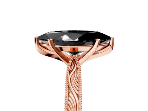 Rose gold Fancy Black Marquise Cut Solitaire Milgrain Engraved Band with Four-Prong Setting_5