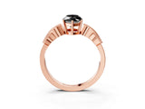 Rose gold Fancy Black Marquise Cut Solitaire Milgrain Leaf Band with Prong Setting_3