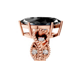 Rose gold Fancy Black Marquise Cut Solitaire Milgrain Leaf Band with Prong Setting_5
