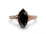 Rose gold Fancy Black Marquise Cut Solitaire Pavé Band with Four-Prong Setting