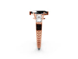 Rose gold Fancy Black Marquise Cut Solitaire Princess Side Stone Engraved Band Prong Setting Ring_2