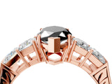 Rose gold Fancy Black Marquise Cut Solitaire Princess Side Stone Engraved Band Prong Setting Ring_4