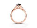 Rose gold Fancy Black Marquise Cut Solitaire Split Shank Pavé Diamond Engagement Ring_3
