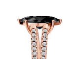 Rose gold Fancy Black Marquise Cut Solitaire Split Shank Pavé Diamond Engagement Ring_5
