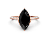 Rose gold Fancy Black Marquise Cut Solitaire Split Shank Pave Diamond Engagement Ring with Four-Prong Setting_24
