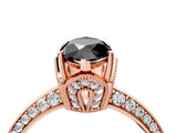 Rose gold Fancy Black Marquise Cut Solitaire Split Shank Pave Diamond Engagement Ring with Four-Prong Setting_28