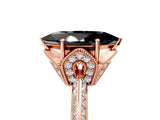 Rose gold Fancy Black Marquise Cut Solitaire Split Shank Pave Diamond Engagement Ring with Four-Prong Setting_29