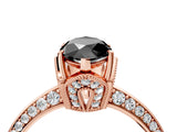 Rose gold Fancy Black Marquise Cut Solitaire Split Shank Pave Diamond Engagement Ring with Four-Prong Setting_4